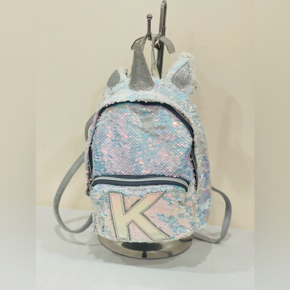 ❗️RARE❗️Justice Girls Unicorn Initial Flip Sequin MINI Backpack! Letter K! 🦄🦄 - Picture 5 of 5